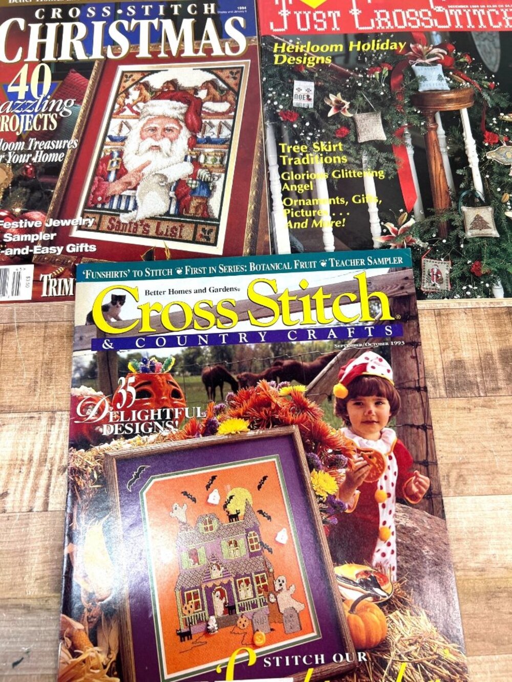 3 Christmas, Fall Themed Cross-Stitch Pattern Collection - Stockings Tree Skirts